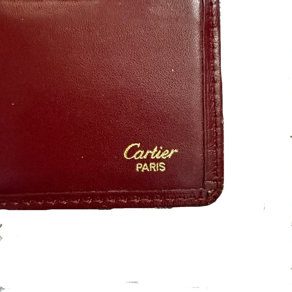 Cartier Red Leather Wallet with Gold Logo